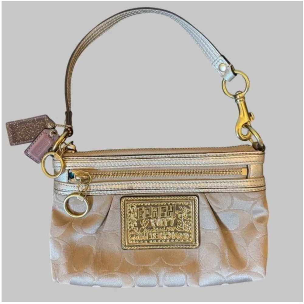 Vintage POPPY Coach Metallic Gold Wristlet